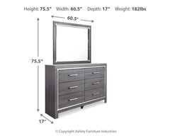 Lodanna Gray Full Storage Bed, Dresser, Mirror and 2 Nightstands - Ornate Home