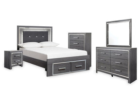 Lodanna Gray Full Storage Bedroom Set with Dresser, Mirror, Chest and Nightstand (Online Special Price) - Ornate Home