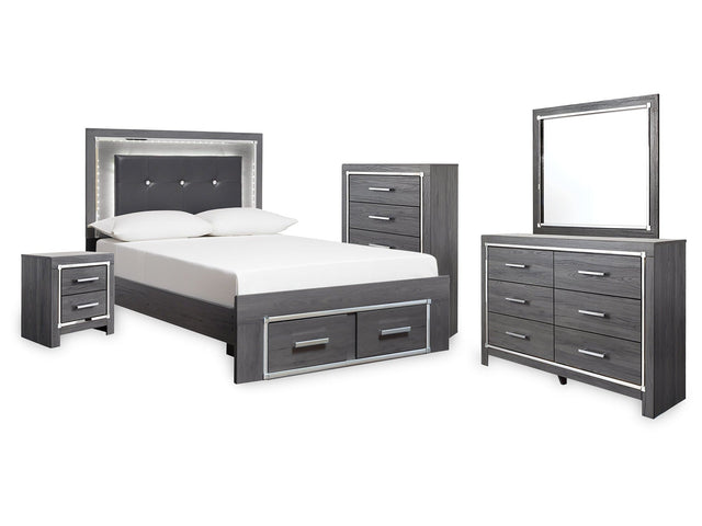 Lodanna Gray Full Storage Bedroom Set with Dresser, Mirror, Chest and Nightstand (Online Special Price) - Ornate Home