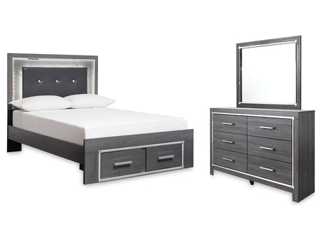 Lodanna Gray Full Storage Bedroom Set with Dresser and Mirror - Ornate Home