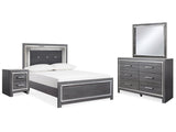Lodanna Gray Full Upholstered Panel Bedroom Set with Dresser, Mirror, and Nightstand (Online Special Price) - Ornate Home