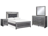 Lodanna Gray Full Upholstered Panel Bedroom Set with Dresser, Mirror, and Nightstand - Ornate Home