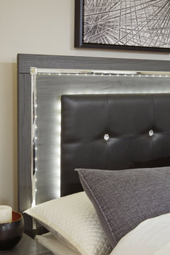 Lodanna Gray Full Upholstered Panel Bedroom Set with Dresser, Mirror, and Nightstand - Ornate Home