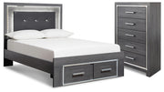 Lodanna Gray Full Upholstered Panel Storage Bed and Chest (Online Special Price) - Ornate Home