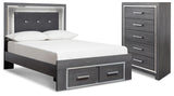 Lodanna Gray Full Upholstered Panel Storage Bed and Chest - Ornate Home