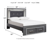 Lodanna Gray Full Upholstered Panel Storage Bedroom Set with Dresser, Mirror, and Nightstand (Online Special Price) - Ornate Home