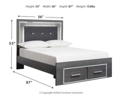 Lodanna Gray Full Upholstered Panel Storage Bedroom Set with Dresser, Mirror, and Nightstand - Ornate Home
