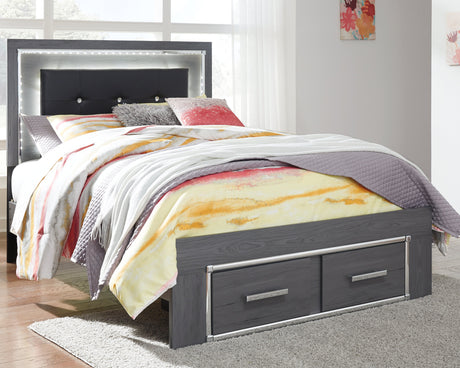 Lodanna Gray Full Upholstered Panel Storage Bedroom Set with Dresser, Mirror, and Nightstand - Ornate Home