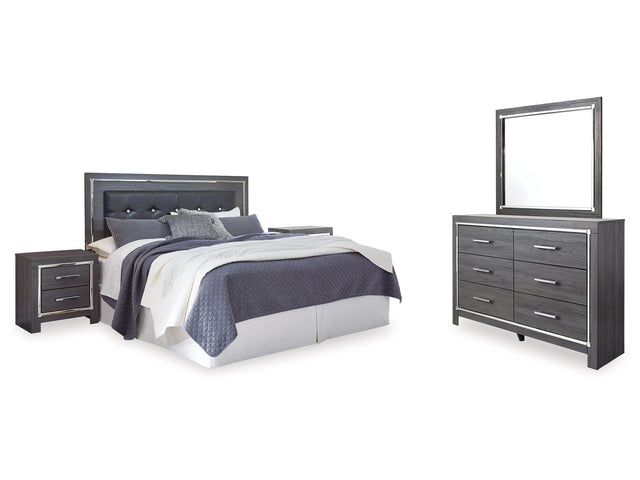 Lodanna Gray King/Cal King Panel Headboard, Dresser, Mirror and 2 Nightstands (Online Special Price) - Ornate Home