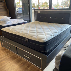 Lodanna Gray King Panel Bed w/ FB Storage & LED - Ornate Home