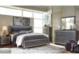 Lodanna Gray King Panel Bedroom Set with Dresser, Mirror, Chest and 2 Nightstands (Online Special Price) - Ornate Home