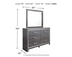 Lodanna Gray King Panel Storage Bedroom Set with Mirrored Dresser and Nightstand - Ornate Home