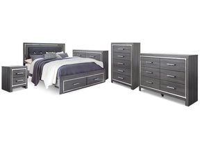 Lodanna Gray King Storage Bed & 2 Dressers & Cheat & Nightstand - Ornate Home