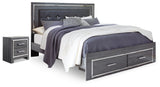 Lodanna Gray King Storage Bed and Nightstand - Ornate Home