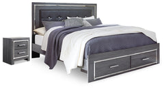 Lodanna Gray King Storage Bed and Nightstand - Ornate Home
