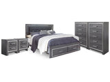 Lodanna Gray King Storage Bedroom Set with 2 Chests and 2 Nightstands (Online Special Price) - Ornate Home