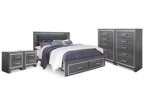 Lodanna Gray King Storage Bedroom Set with 2 Chests and 2 Nightstands (Online Special Price) - Ornate Home