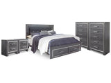 Lodanna Gray King Storage Bedroom Set with 2 Chests and 2 Nightstands - Ornate Home