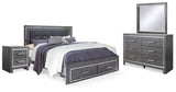 Lodanna Gray King Storage Bedroom Set with Dresser, Mirror and 2 Nightstands (Online Special Price) - Ornate Home