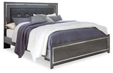 Lodanna Gray King Upholstered Panel Bedroom Set with Dresser, Mirror, Chest and Nightstand - Ornate Home