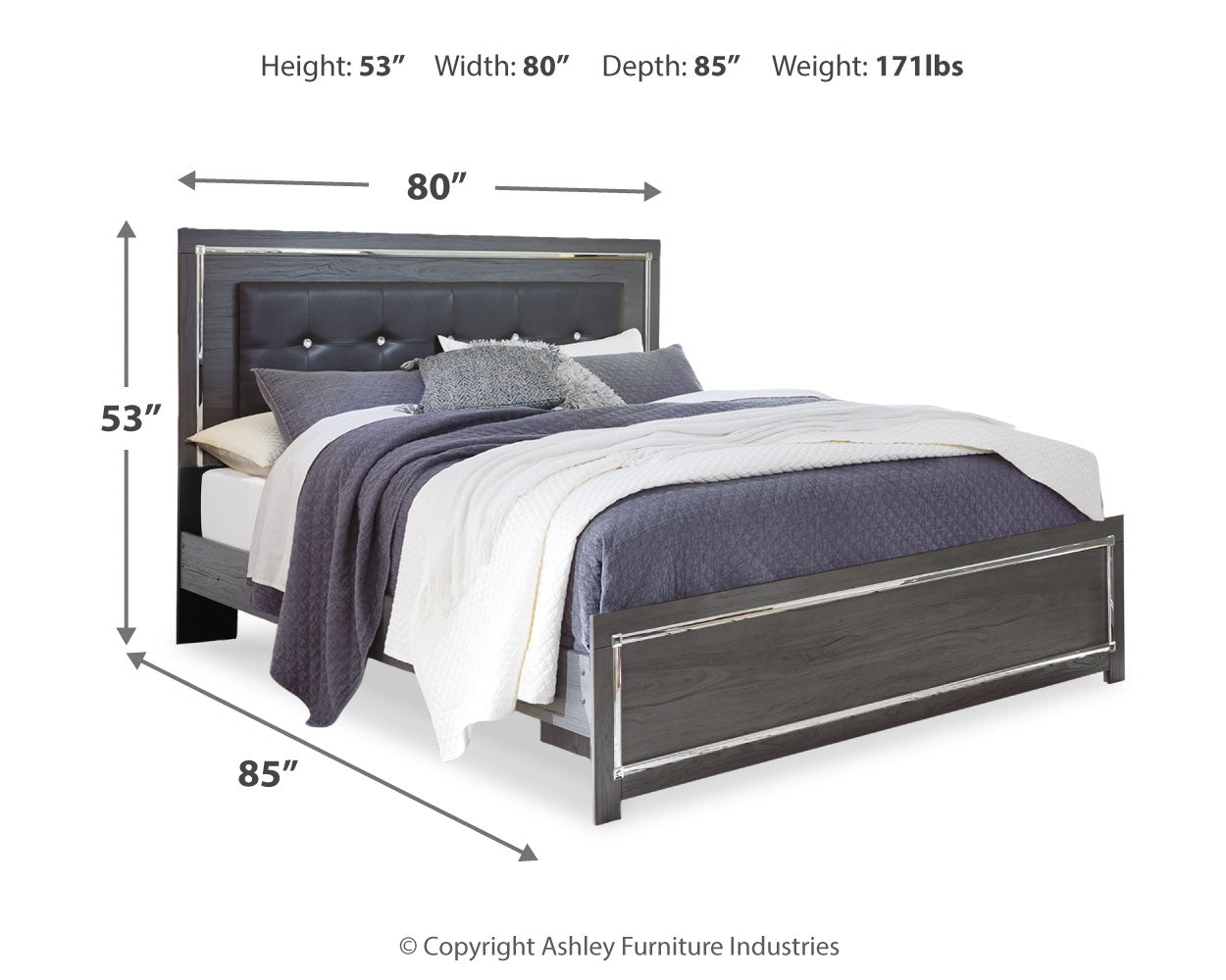 Lodanna Gray King Upholstered Panel Bedroom Set with Dresser and Nightstand (Online Special Price) - Ornate Home