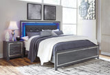 Lodanna Gray King Upholstered Panel Bedroom Set with Dresser and Nightstand - Ornate Home