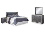 Lodanna Gray King Upholstered Panel Headboard, Dresser, Mirror, and Nightstand (Online Special Price) - Ornate Home