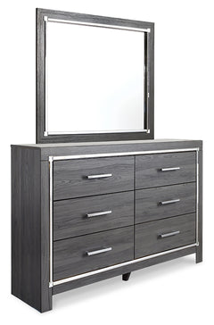 Lodanna Gray King Upholstered Storage Bed, Dresser, Mirror, and Nightstand - Ornate Home