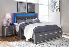 Lodanna Gray King Upholstered Storage Bed, Dresser, Mirror, and Nightstand - Ornate Home