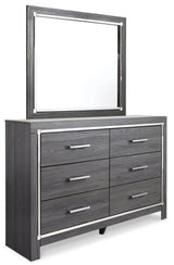 Lodanna Gray King Upholstered Storage Bedroom Set with Dresser, Mirror, Chest, and Nightstand - Ornate Home