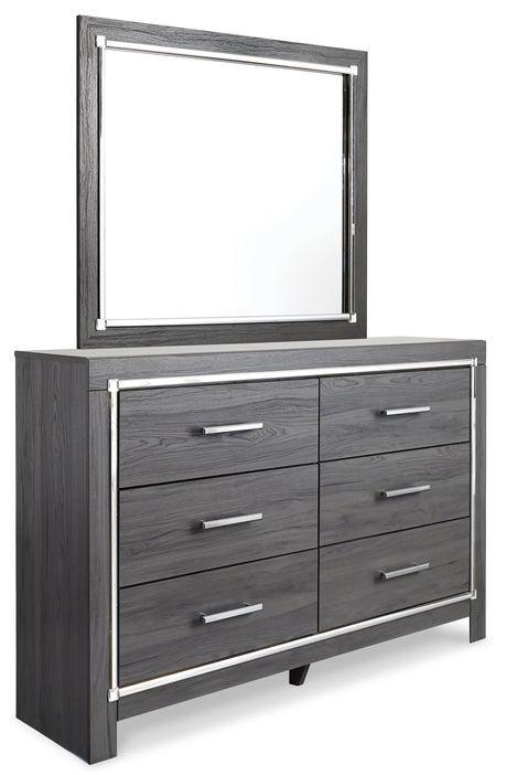 Lodanna Gray King Upholstered Storage Bedroom Set with Dresser, Mirror, Chest, and Nightstand - Ornate Home