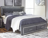 Lodanna Gray King Upholstered Storage Bedroom Set with Dresser and Mirror - Ornate Home