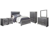 Lodanna Gray Queen Panel Bed & Dresser & Mirror & Chest & 2 Nightstands - Ornate Home