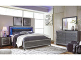 Lodanna Gray Queen Panel Bed w/ LED Bedroom Set / 4pc (Online Special Price) - Ornate Home