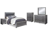 Lodanna Gray Queen Panel Bedroom Set with Dresser, Mirror, Chest and Nightstand - Ornate Home