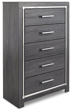 Lodanna Gray Queen Panel Bedroom Set with Dresser, Mirror, Chest and Nightstand - Ornate Home
