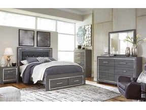 Lodanna Gray Queen Panel Storage Bedroom Set with Dresser, Mirror, Chest and Nightstand (Online Special Price) - Ornate Home