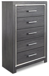 Lodanna Gray Queen Panel Storage Bedroom Set with Dresser, Mirror, Chest and Nightstand - Ornate Home
