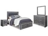 Lodanna Gray Queen Panel Storage Bedroom Set with Mirrored Dresser and Nightstand (Online Special Price) - Ornate Home