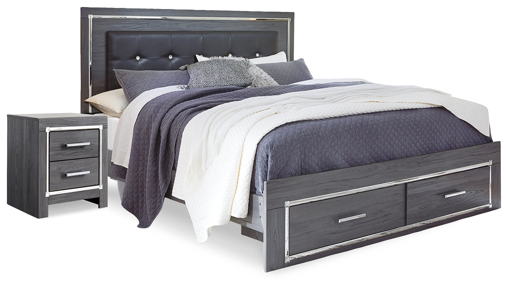 Lodanna Gray Queen Storage Bedroom Set with Nightstand (Online Special Price) - Ornate Home