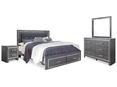 Lodanna Gray Queen Upholstered Panel Bed, Dresser, Mirror and Nightstand - Ornate Home
