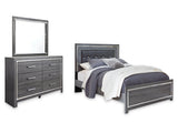 Lodanna Gray Queen Upholstered Panel Bed, Dresser and Mirror (Online Special Price) - Ornate Home