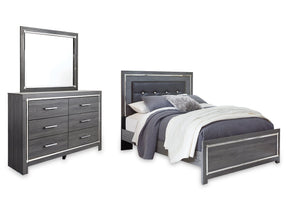 Lodanna Gray Queen Upholstered Panel Bed, Dresser and Mirror (Online Special Price) - Ornate Home