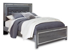 Lodanna Gray Queen Upholstered Panel Bed, Dresser and Mirror - Ornate Home