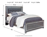 Lodanna Gray Queen Upholstered Panel Bedroom Set with Dresser, Mirror and 2 Nightstands - Ornate Home