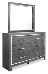 Lodanna Gray Queen Upholstered Panel Storage Bed, Dresser and Mirror - Ornate Home