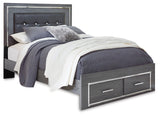 Lodanna Gray Queen Upholstered Panel Storage Bed, Dresser and Mirror - Ornate Home