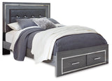 Lodanna Gray Queen Upholstered Panel Storage Bedroom Set with Dresser, Mirror, and Nightstand (Online Special Price) - Ornate Home