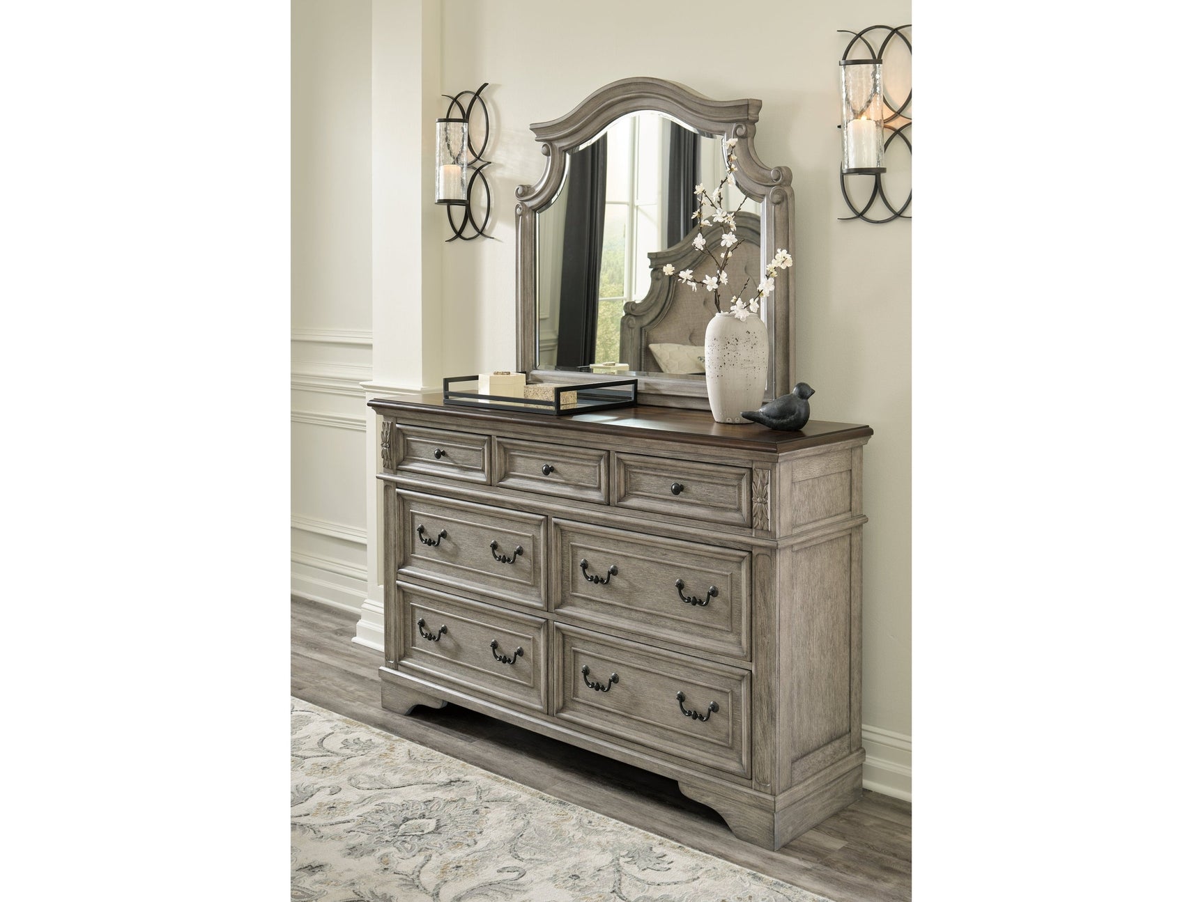 Lodenbay Antique Gray/Brown Dresser and Mirror (Online Special Price) - Ornate Home