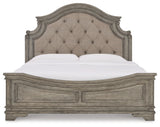 Lodenbay Antique Gray/Brown King Upholstered Panel Bed & Dresser & Mirror & Chest & Nightstand - Ornate Home